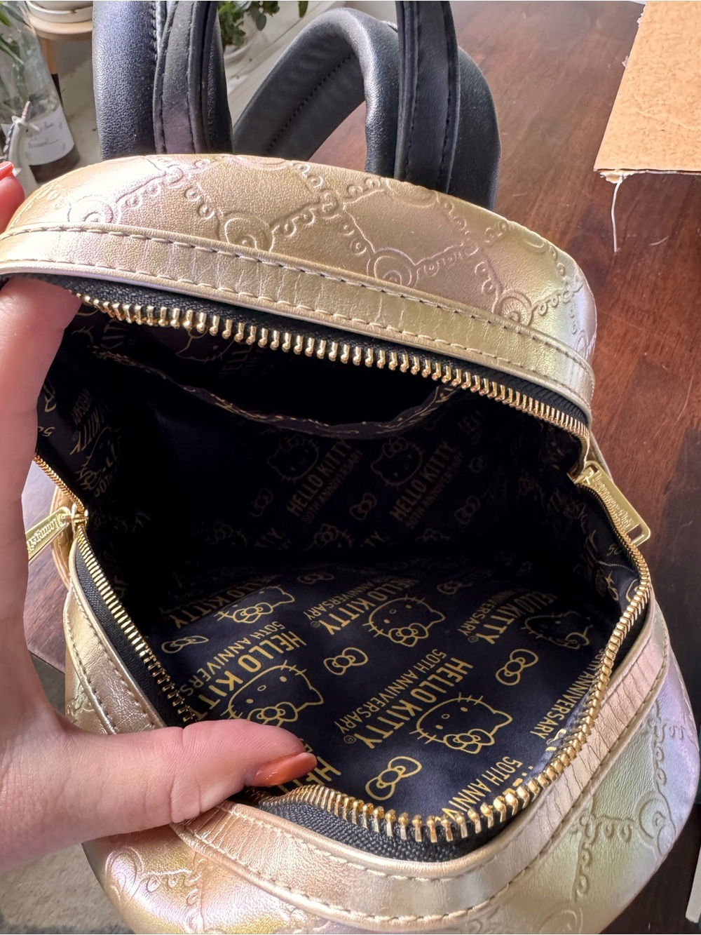 Loungefly Metallic Rose Gold Hello Kitty Mini Backpack - Picture 4 of 6